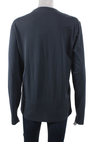 Theory Womens Basic Crew Neck Pima Cotton Blue Long Sleeve T-Shirt Size XS