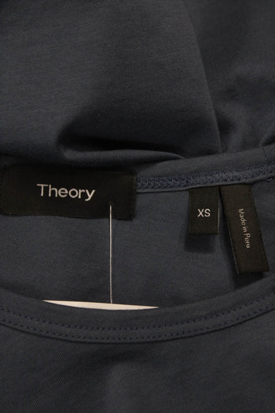 Theory Womens Basic Crew Neck Pima Cotton Blue Long Sleeve T-Shirt Size XS