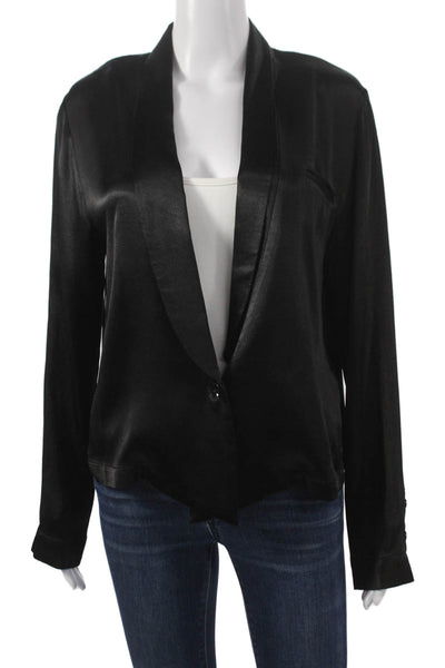 Gold Hawk Women Basic Black V-Neck Long Sleeve Blouse Size XS