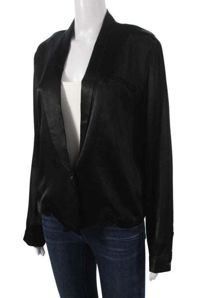 Gold Hawk Women Basic Black V-Neck Long Sleeve Blouse Size XS