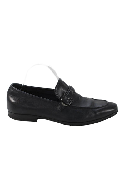 Salvatore Ferragamo Mens Leather Casual Slip On Loafers Black Size 7