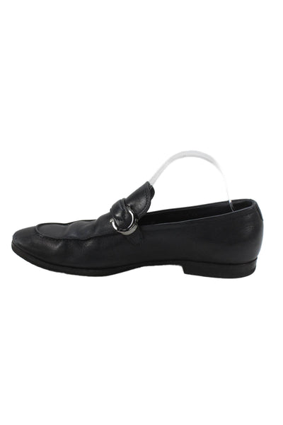 Salvatore Ferragamo Mens Leather Casual Slip On Loafers Black Size 7