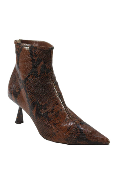 Jimmy Choo Womens Leather Snakeskin Print Ankle Boots Brown Size 10