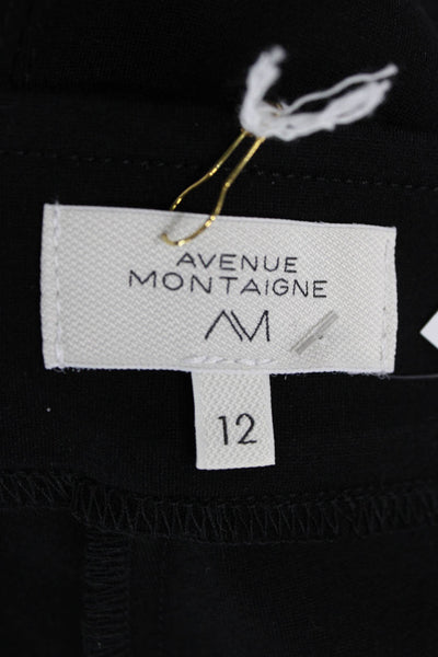 Avenue Montaigne Women Dress Pants Black Cotton Pull On Size 12