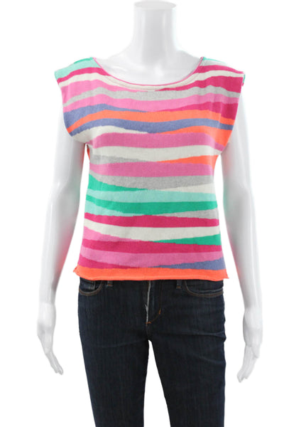 Aldo Martins Women Pullover Striped Boat Neck Sleeveless Multicolor Size S