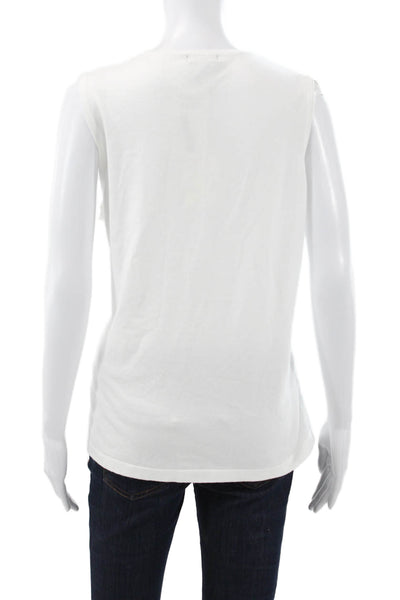 J Envie Women Basic White Viscose Round Neck Tank Size XL