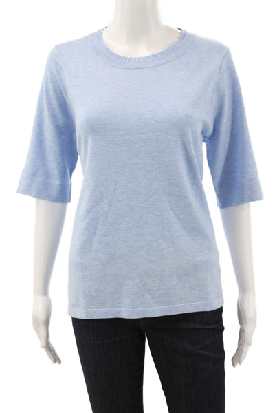 J Envie Women Basic Blue Viscose Crew Neck 3/4 Sleeve T-Shirt Size L