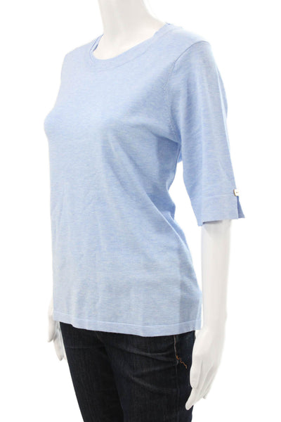 J Envie Women Basic Blue Viscose Crew Neck 3/4 Sleeve T-Shirt Size L