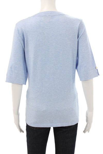 J Envie Women Basic Blue Viscose Crew Neck 3/4 Sleeve T-Shirt Size L