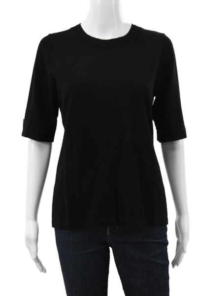 J Envie Womens Basic Black Viscose Crew Neck 3/4 Sleeve T-Shirt Size M
