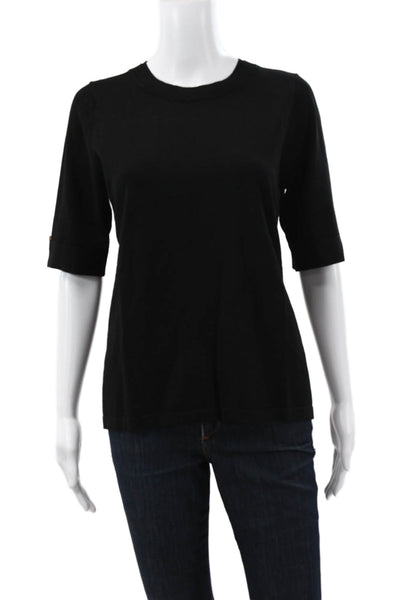 J Envie Womens Basic Black Viscose Crew Neck 3/4 Sleeve T-Shirt Size M