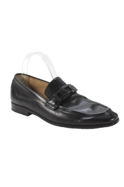 Tods Mens Leather Square Toe Loafers Black Size 7