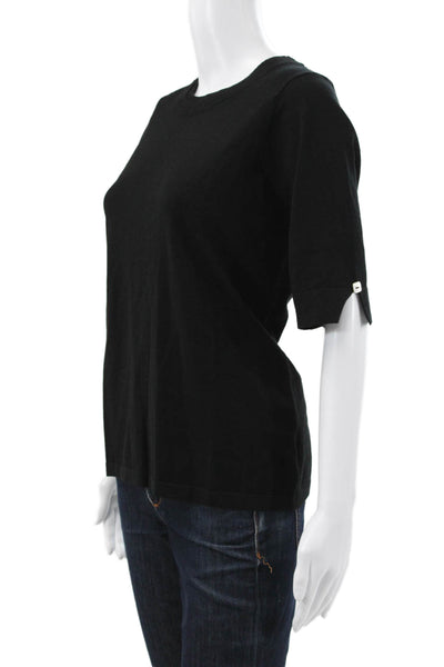 J Envie Womens Basic Black Viscose Crew Neck 3/4 Sleeve T-Shirt Size M
