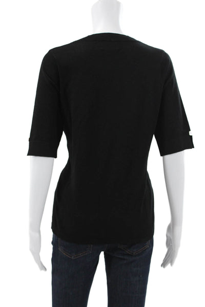 J Envie Womens Basic Black Viscose Crew Neck 3/4 Sleeve T-Shirt Size M