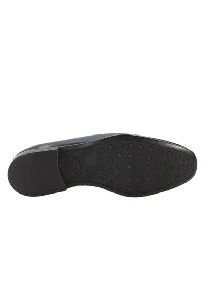 Tods Mens Leather Square Toe Loafers Black Size 7