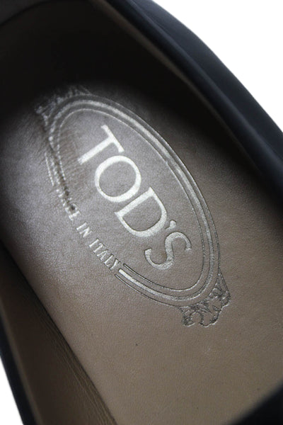 Tods Mens Leather Square Toe Loafers Black Size 7