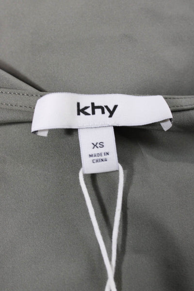 KHY Women Green Basic T-Shirt Long Sleeve Crew Neck Polyester Size XS