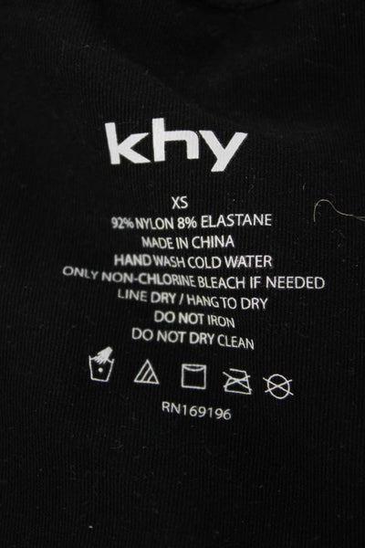 KHY Womens Cropped Short Sleeve Mock Neck Black T-Shirt Size XS