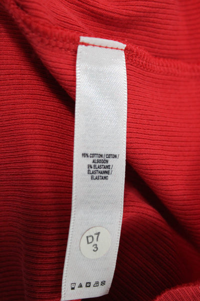 KHY Womens Cropped Tank High Neck Red Sleeveless 95% Cotton Pullover Size XS
