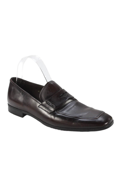 Prada Mens Leather Square Toe Loafers Brown Size 6