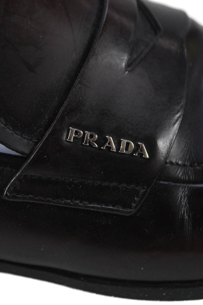 Prada Mens Leather Square Toe Loafers Brown Size 6