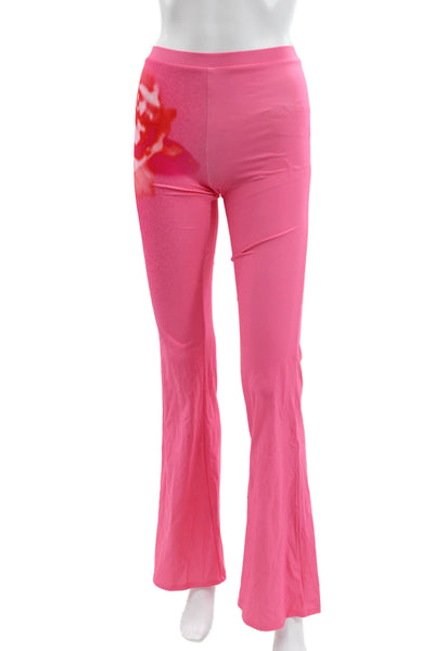 KHY Womens Pink Floral Pull On Pants 85% Nylon 15% Elastane Size XS