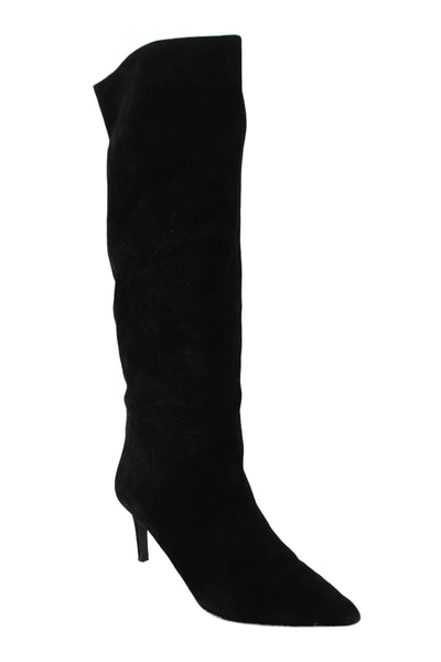 Alice + Olivia Womens Suede Knee High Heeled Boots Black Size 10