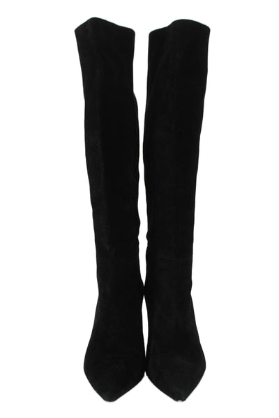 Alice + Olivia Womens Suede Knee High Heeled Boots Black Size 10