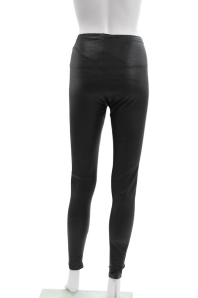 KHY Womens Ankle Leather Leggings Black Solid Size XS