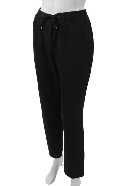 Gerard Darel Women Black Striped Polyester Drawstring Jogger Pants Size 38