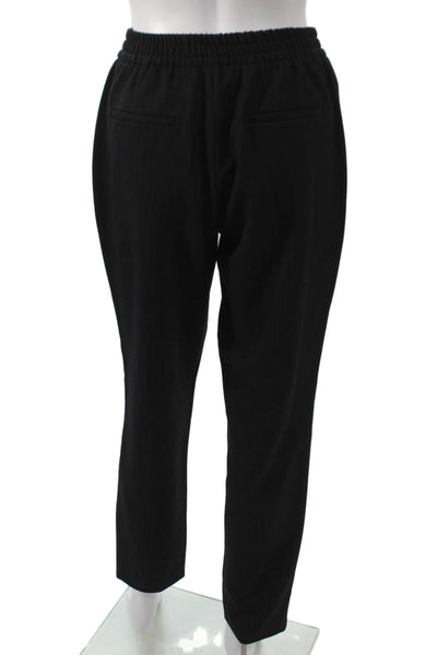 Gerard Darel Women Black Striped Polyester Drawstring Jogger Pants Size 38