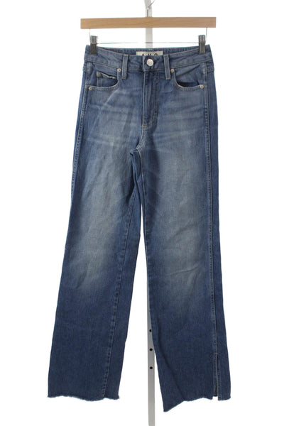 Amo Women Flared Jeans Blue Cotton Mid Rise 33 Inseam Size 24