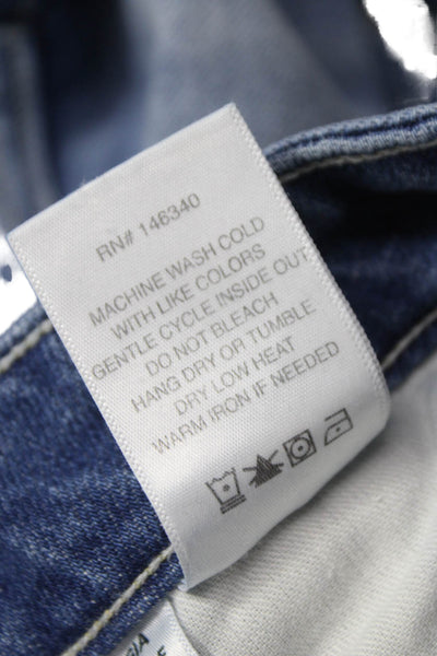 Amo Women Flared Jeans Blue Cotton Mid Rise 33 Inseam Size 24