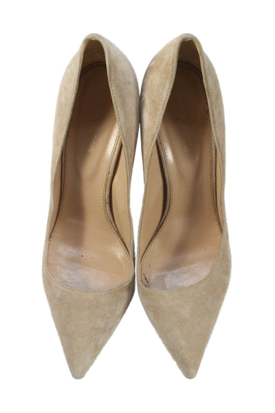 Sergio Rossi Womens Suede Pointed Toe Heels Beige Size 10