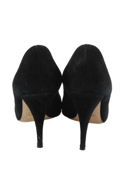 Giuseppe Zanotti Womens Suede Pleated Rhinestoned Heels Black Size 9.5