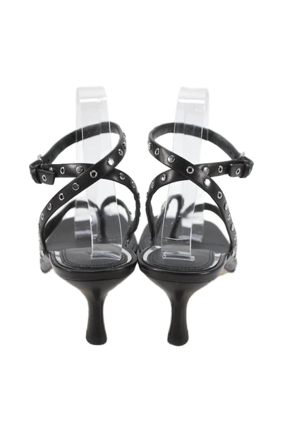 Paige Womens Studded Detail Square Toe Sandals Black Size 9.5