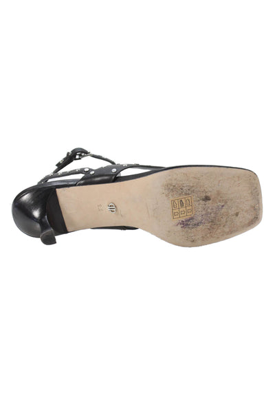 Paige Womens Studded Detail Square Toe Sandals Black Size 9.5