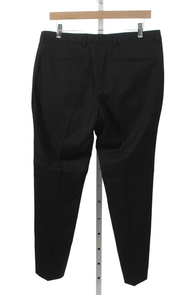 BOSS Mens Dress Pants Black Virgin Wool Hook & Eye Size 32