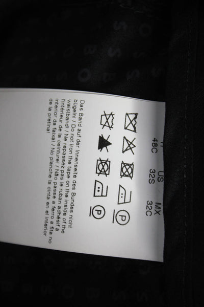 BOSS Mens Dress Pants Black Virgin Wool Hook & Eye Size 32