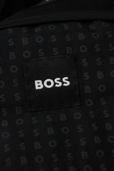BOSS Mens Dress Pants Black Virgin Wool Hook & Eye Size 32