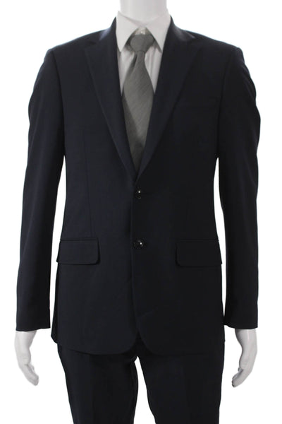 Calvin Klein Mens 2 Piece Blue Wool Blend Solid Suit Size 38
