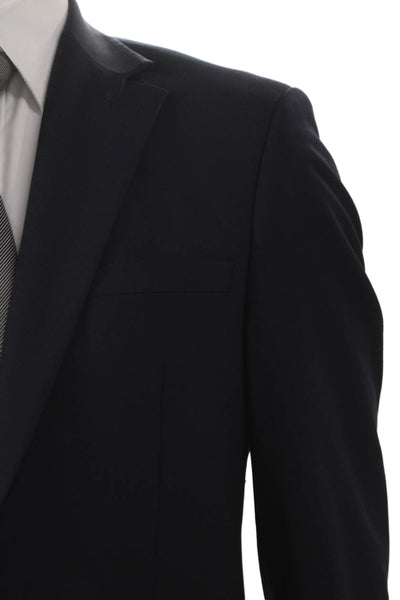 Calvin Klein Mens 2 Piece Blue Wool Blend Solid Suit Size 38