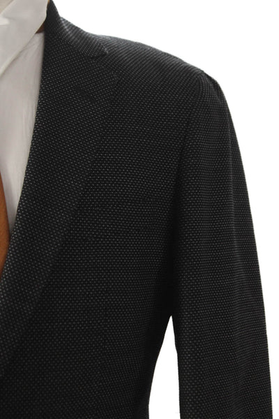 Boss Hugo Boss Mens Blazer Gray Virgin Wool Geometric Buttoned Size 36