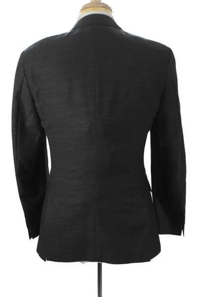 Boss Hugo Boss Mens Blazer Gray Virgin Wool Geometric Buttoned Size 36