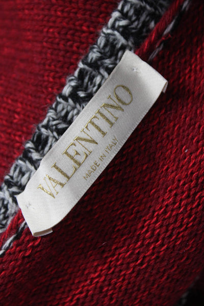 Valentino Women Pullover Red Floral Wool Crew Neck Long Sleeve Size M