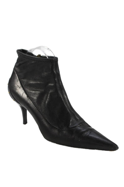 Gucci Womens Leather Pointed Toe Ankle Booties Black Size 37.5C 7.5C