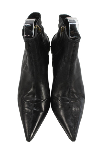 Gucci Womens Leather Pointed Toe Ankle Booties Black Size 37.5C 7.5C