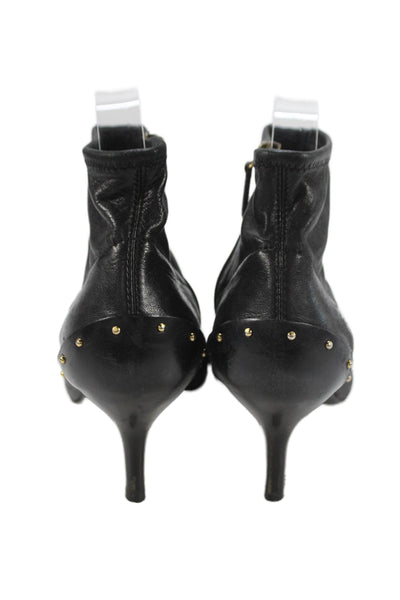 Gucci Womens Leather Pointed Toe Ankle Booties Black Size 37.5C 7.5C
