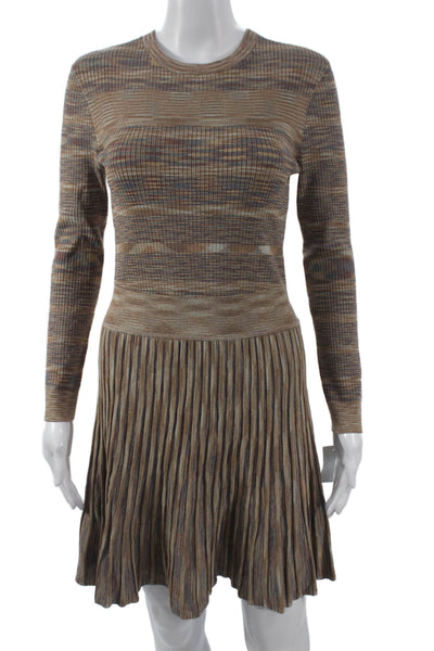 Shoshanna Womens Multicolor Striped Rayon Sweater Dress Long Sleeve Knee Size M