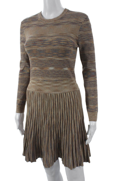 Shoshanna Womens Multicolor Striped Rayon Sweater Dress Long Sleeve Knee Size M